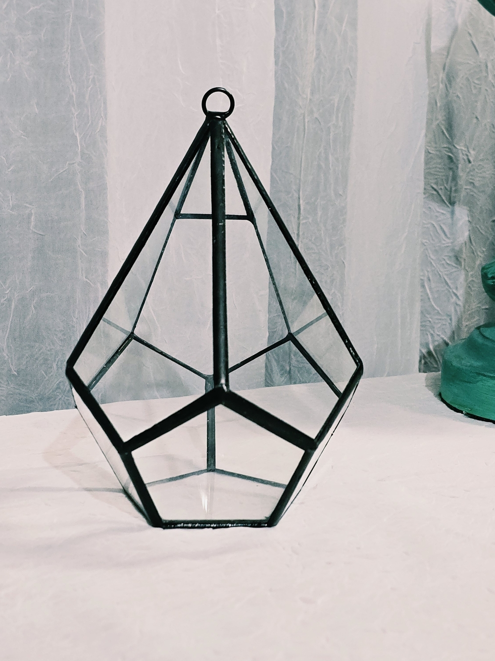 Black Geometric Glass Terrarium Planter - Unbranded